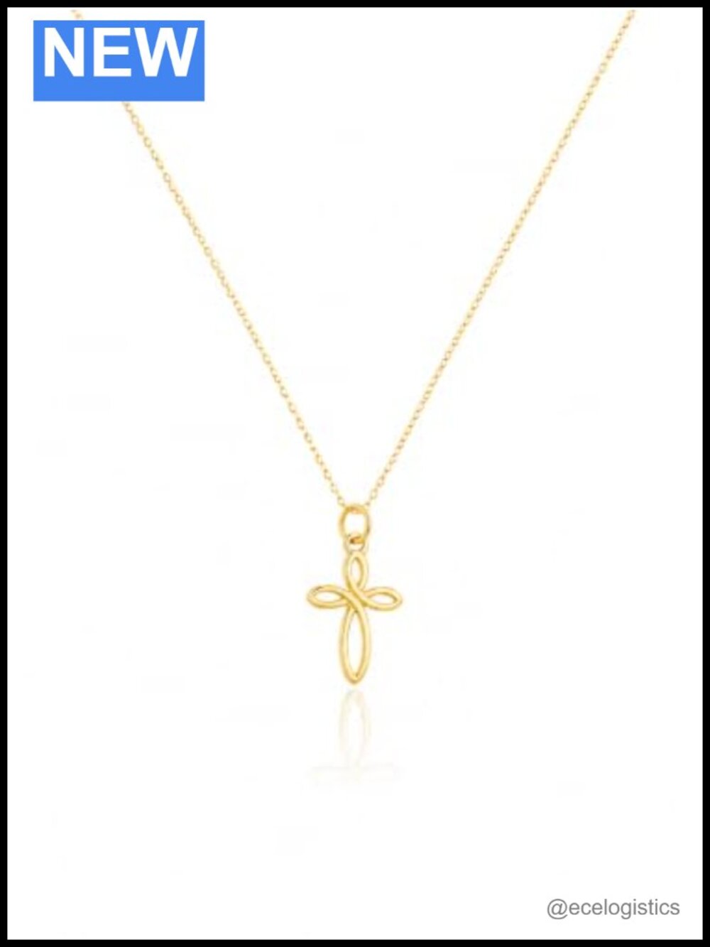 14k Gold Plated Cross Pendant Necklace 50cm Chain Women's Jewelry